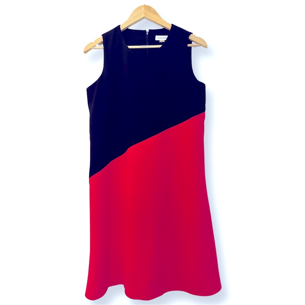 Calvin Klein Black and Red Midi Dress